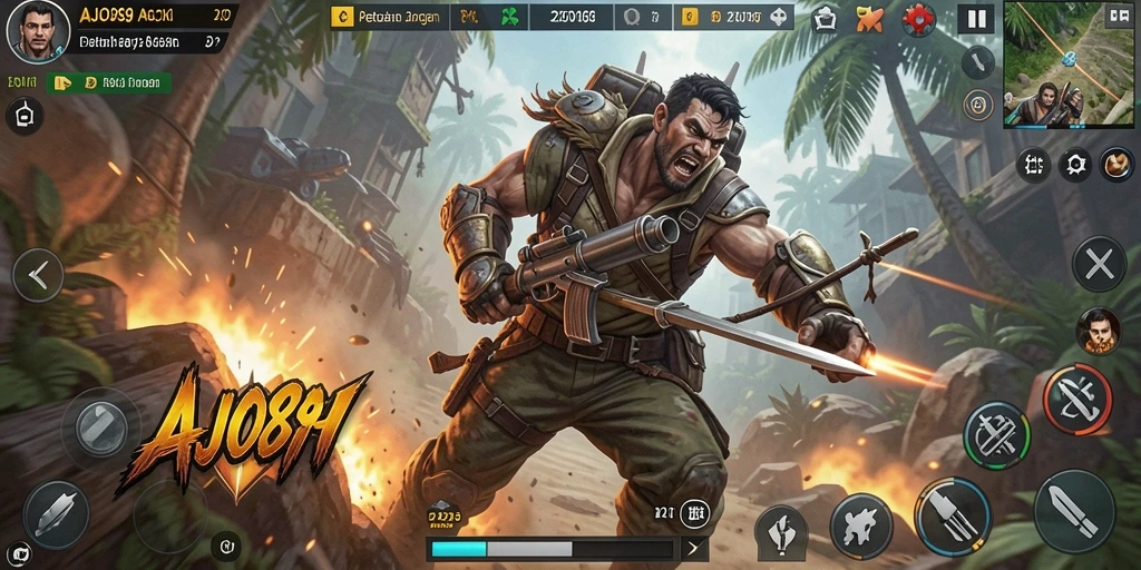 Tampilan gameplay Action AJO89 yang menegangkan dan seru.
