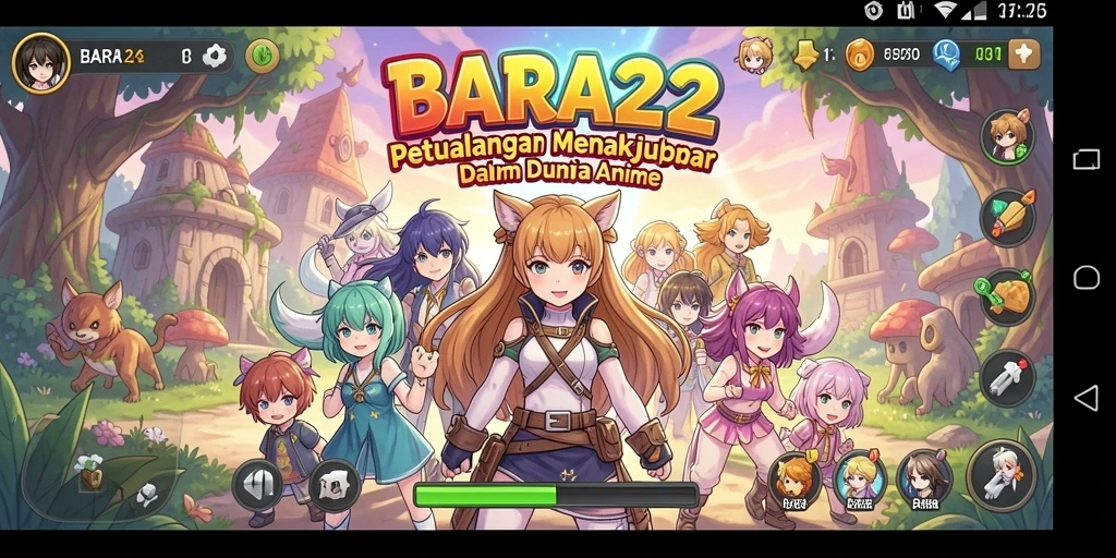 Tampilan gameplay BARA22 yang menakjubkan dengan beragam karakter anime.