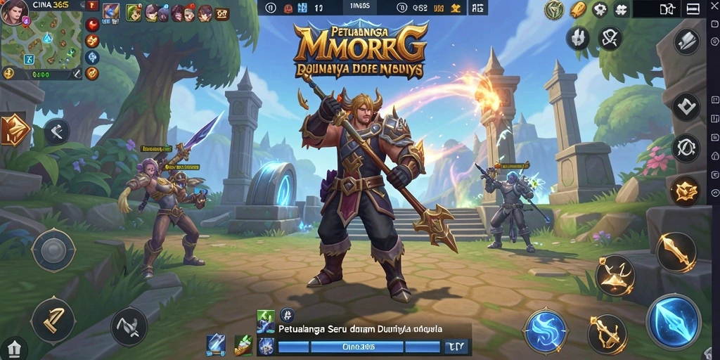 Screenshot gameplay <strong>CINA365</strong> menampilkan pertempuran epik dan dunia yang luas.