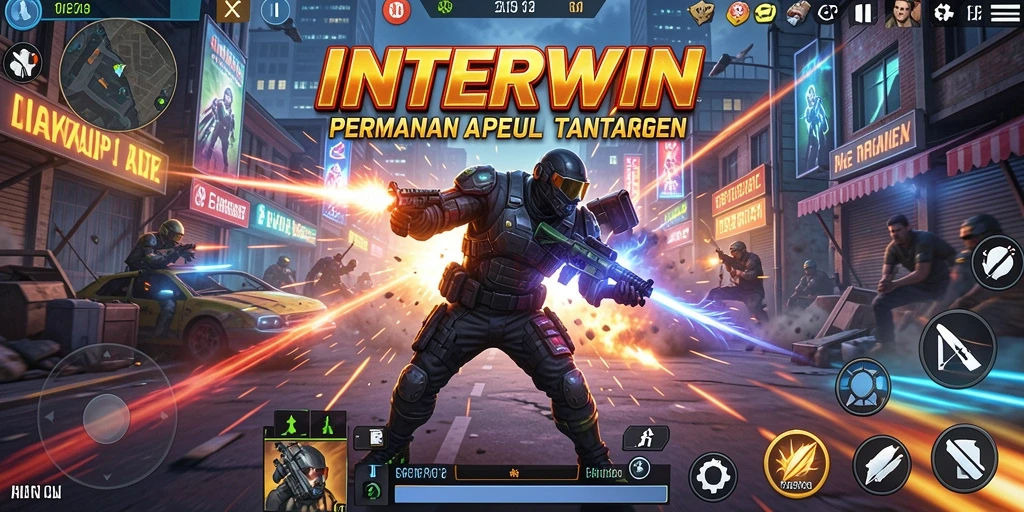 Gameplay aksi seru INTERWIN dengan karakter unik dan pertarungan mendebarkan.