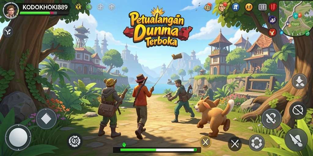 Screenshot gameplay KODOKHOKI889 menunjukkan keberagaman dunia terbuka.