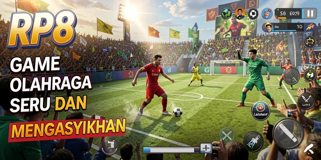 Tampilan dinamis dari gameplay olahraga RP8 yang menarik.