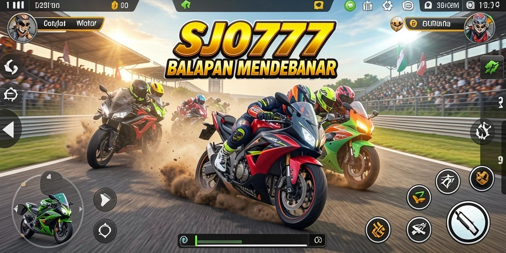 Tampak gameplay SJO777 dengan balapan motor yang menegangkan dan grafis menawan.