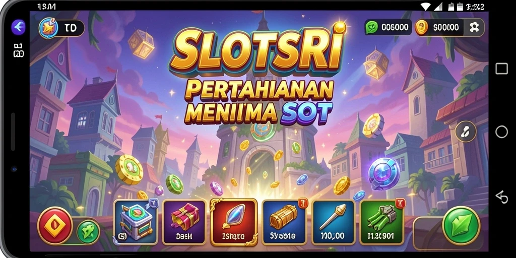 Tampilan gameplay SLOTSRI yang menarik dengan aksi Tower Defense.