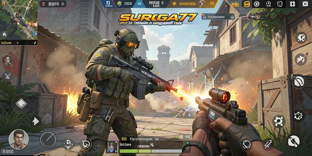 Tampilan gameplay SURGA77 yang penuh aksi dan menegangkan.
