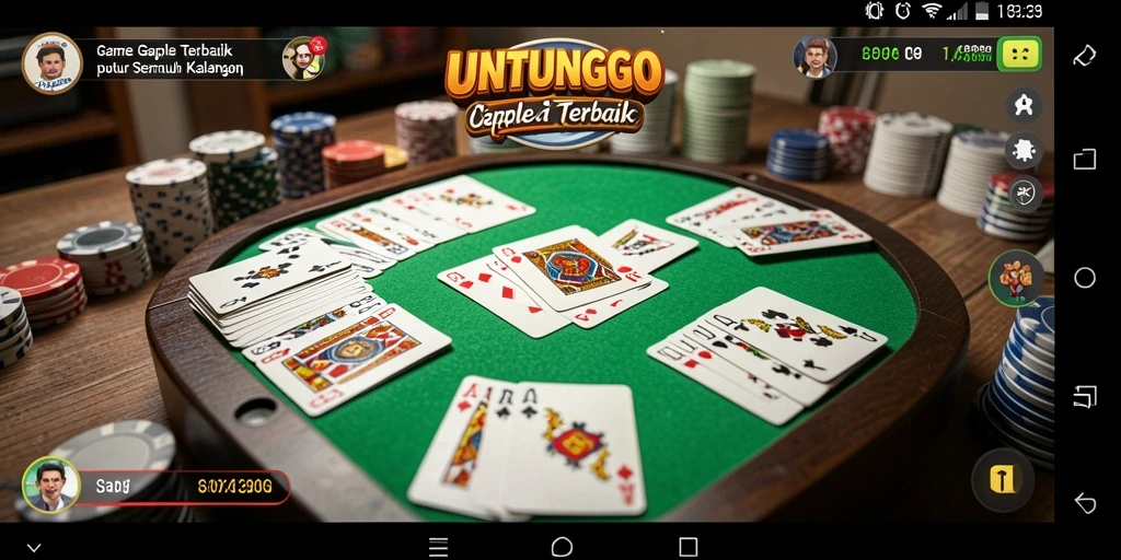 Tampilan gameplay Gaple yang seru dan menantang di UNTUNGGO.