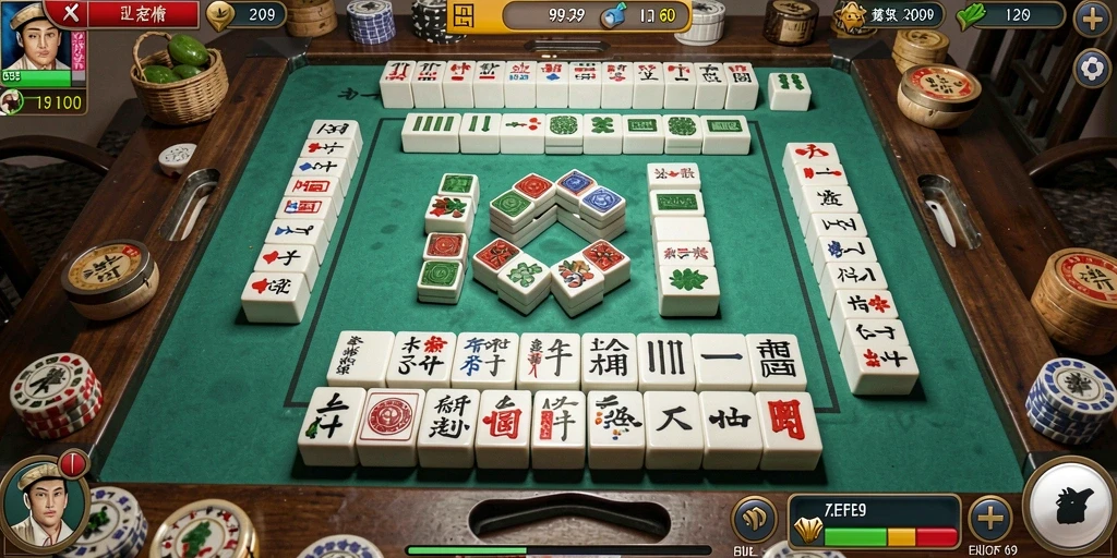 Tangkapan layar gameplay VESPA69 menunjukkan serunya bermain Mahjong dengan desain yang menarik.