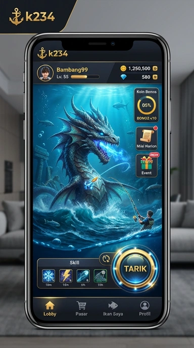 Screenshot menunjukkan fitur menarik dari aplikasi yang tersedia di k234.